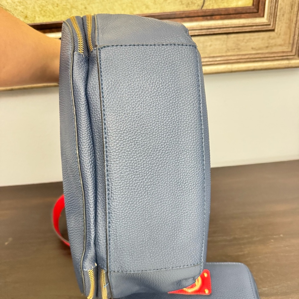 MKF Collection Blue Red Chain Shoulder Bag with Matching Wristlet - Picture 6 of 12
